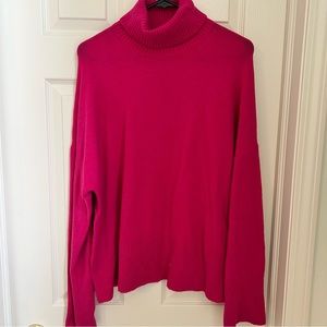 J Crew hot pink turtleneck sweater new with tags size large